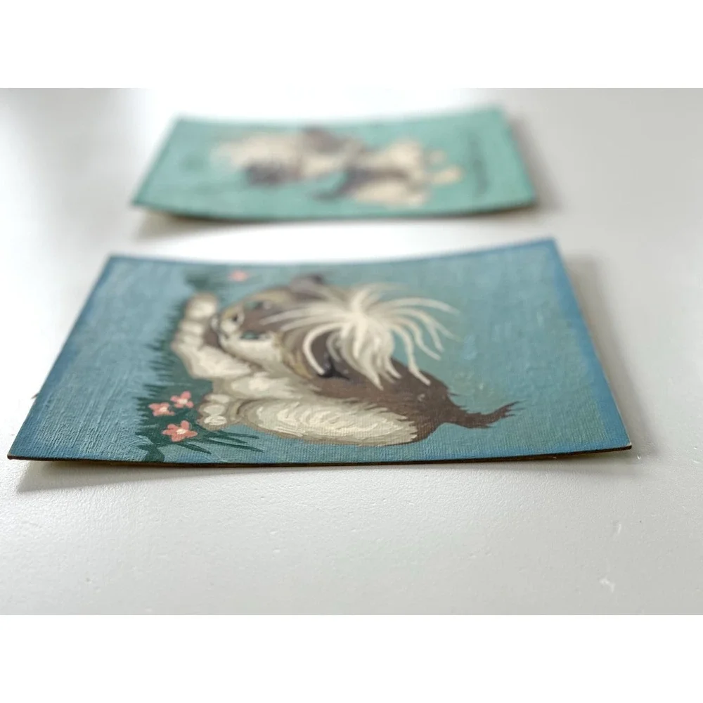 Vintage Paint By Numbers Dog Paintings - Set of 2 - Nursery Decor